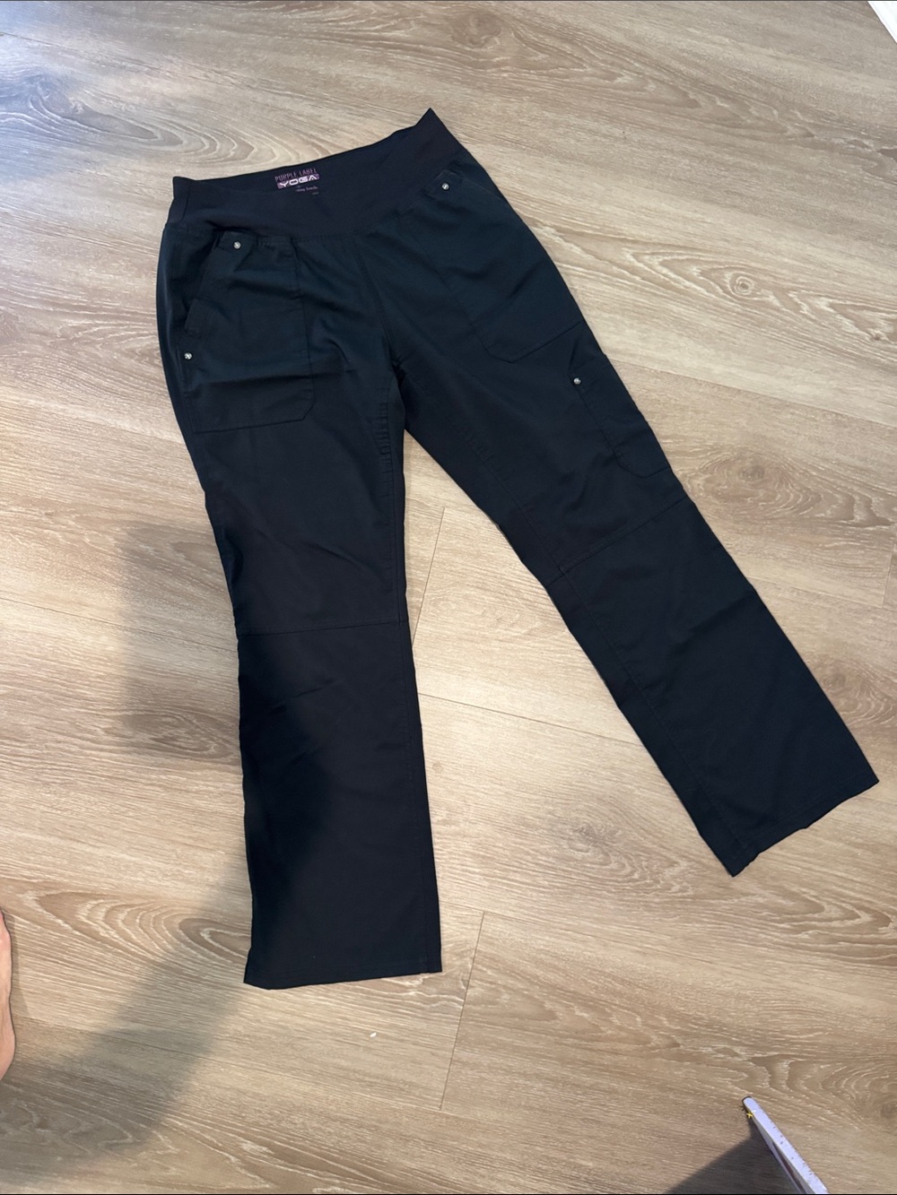 Healing Hands Purple Label Tori Yoga Straight Leg Scrub Black Pants small